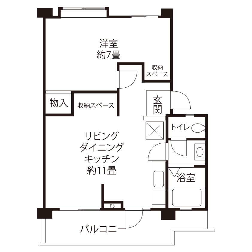 大和芝中(FR2)の間取り図