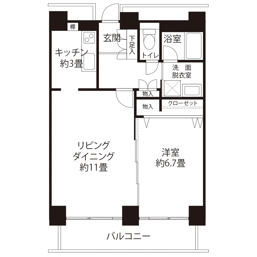 コーシャタワー佃(ALR1)の間取り図