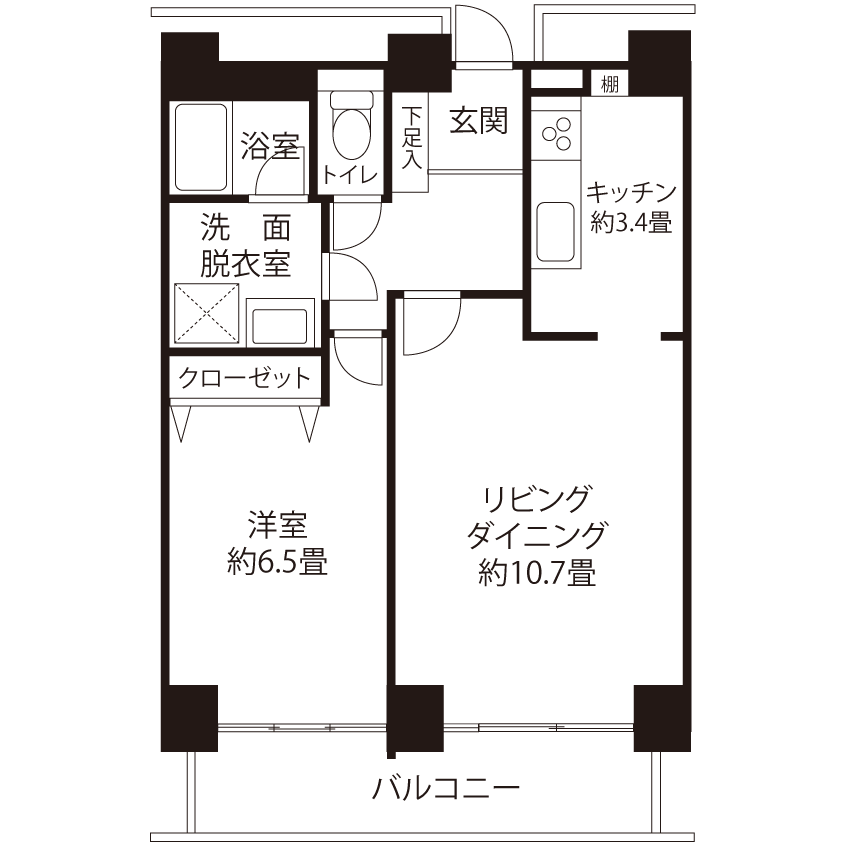 コーシャタワー佃(V1R1)の間取り図