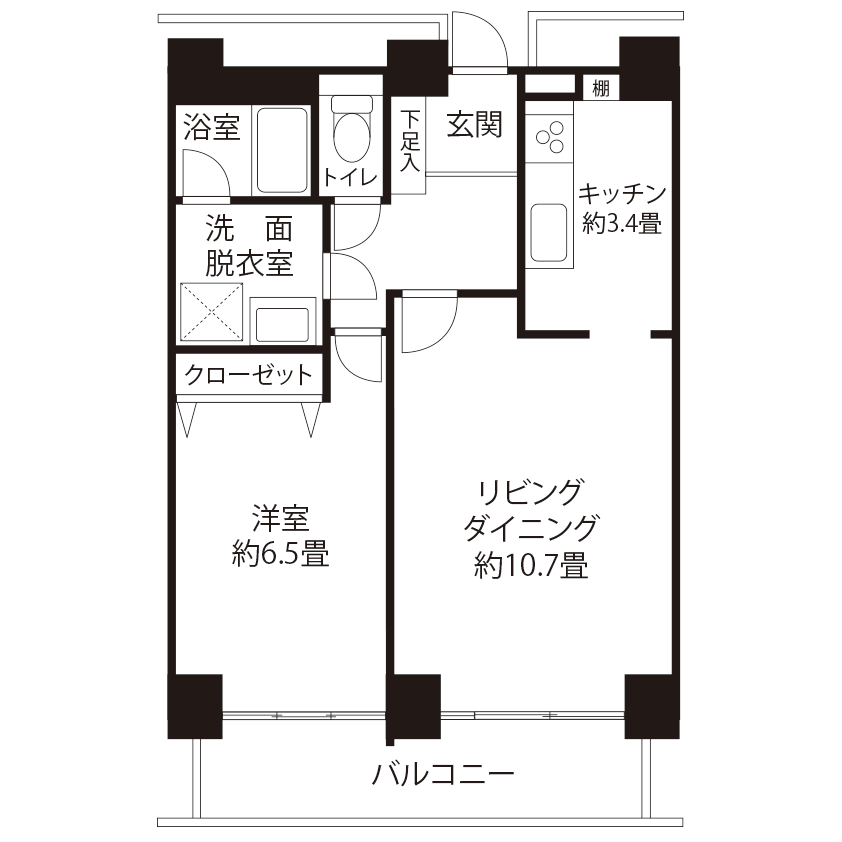 コーシャタワー佃(V1R2)の間取り図
