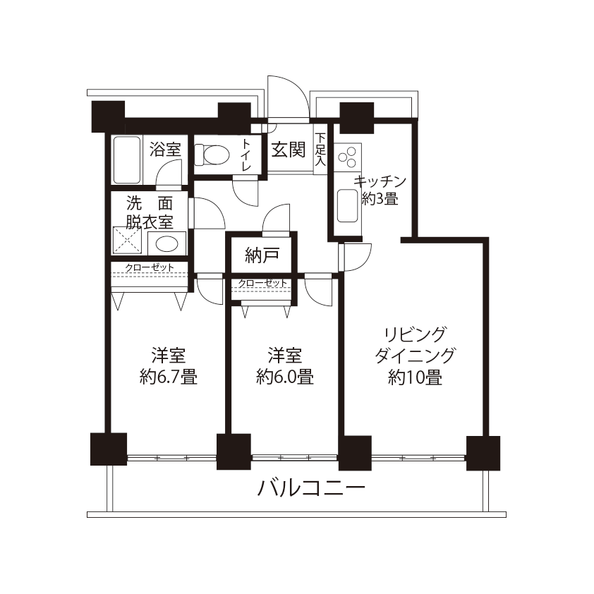 コーシャタワー佃(L1R1)の間取り図