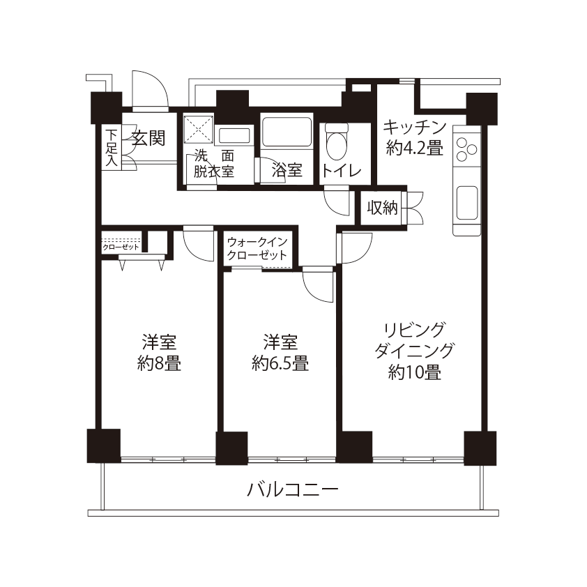 コーシャタワー佃(L3R1)の間取り図