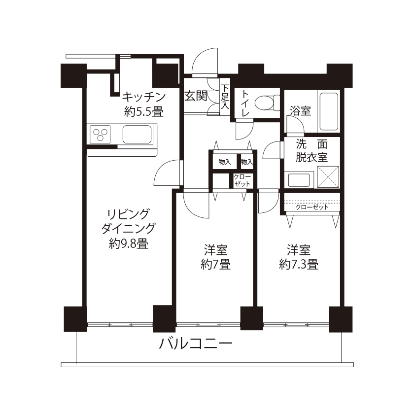 コーシャタワー佃(H2R1)の間取り図
