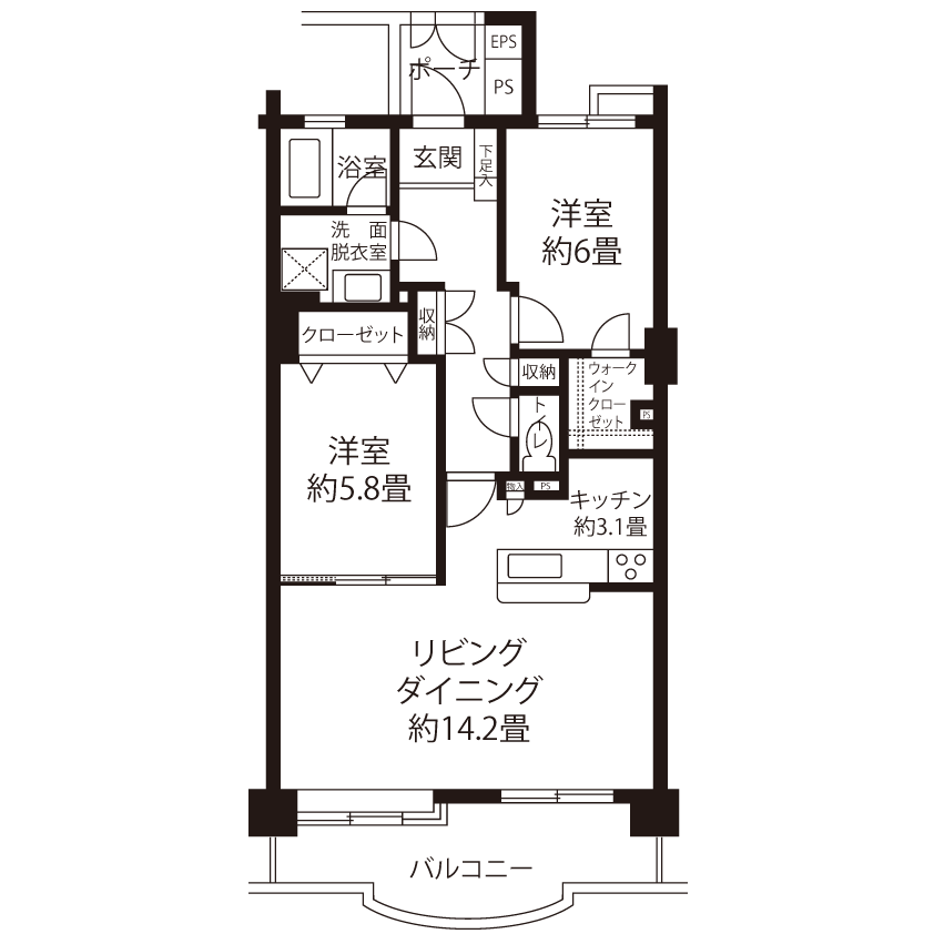 トミンハイム玉川田園調布(L2R2)の間取り図