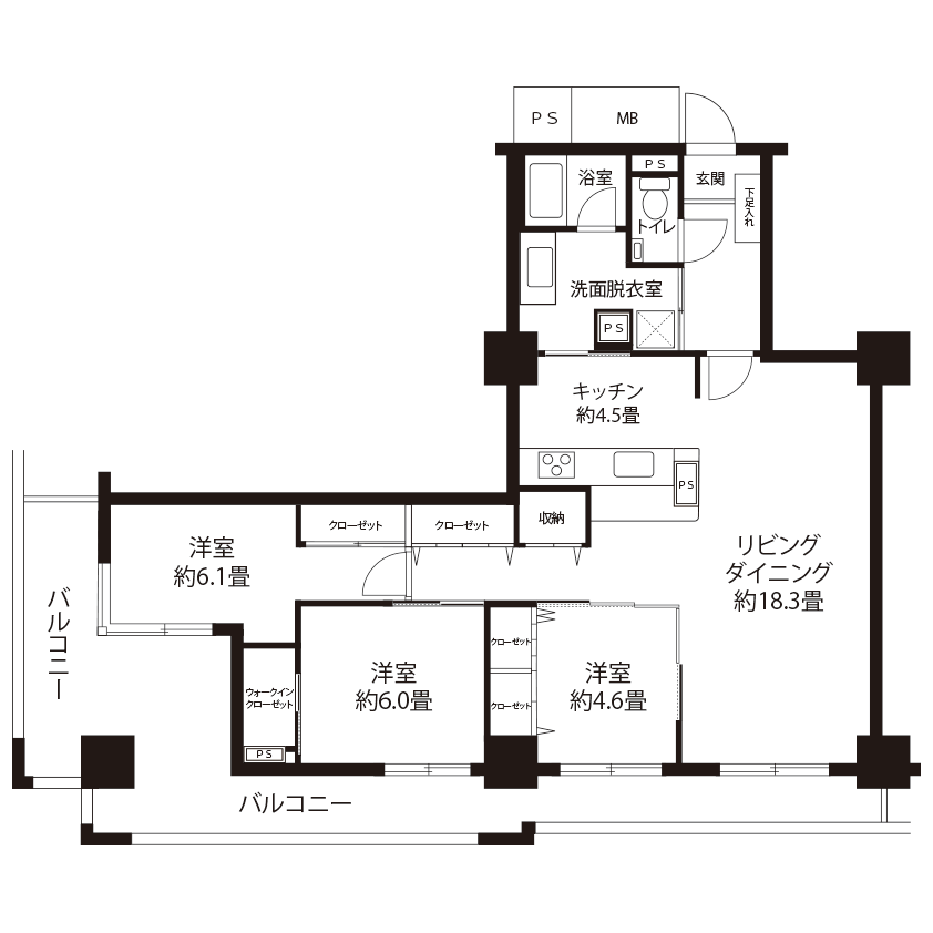 トミンタワー台場三番街(HL3R1)の間取り図