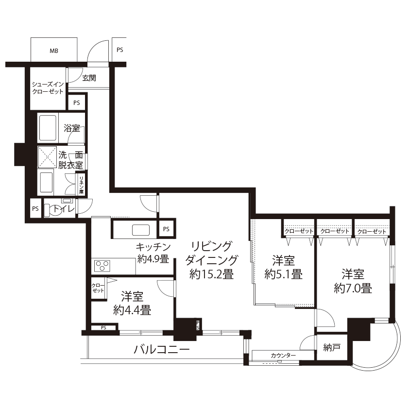 トミンタワー台場三番街(HL4R1)の間取り図