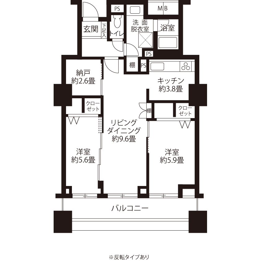 トミンタワー東雲(L2R1)の間取り図