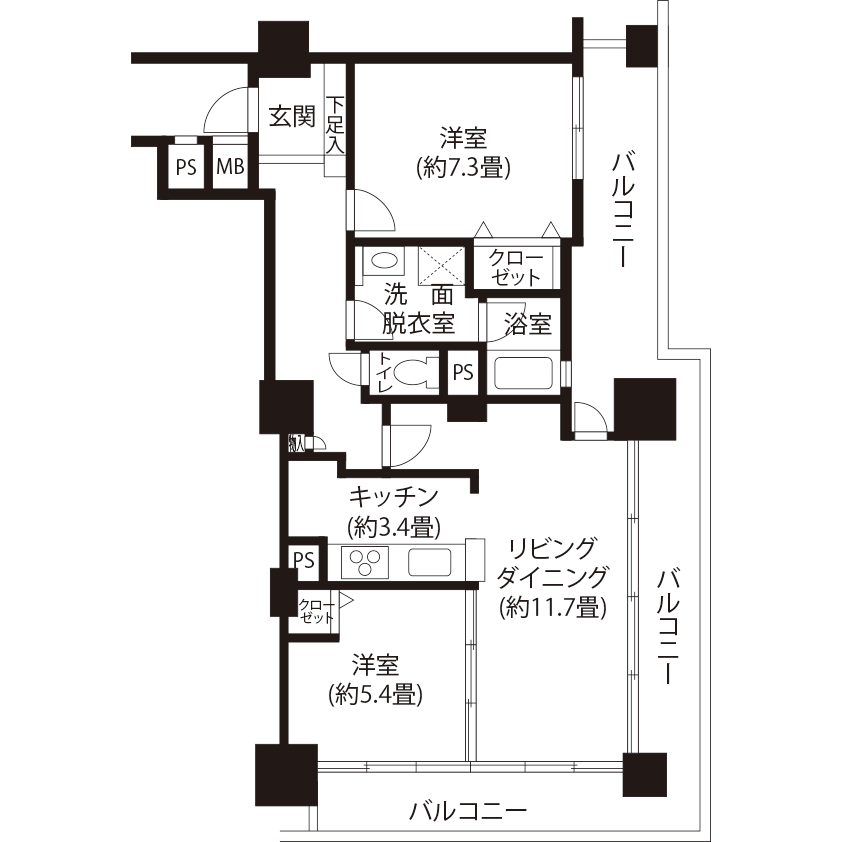 トミンタワー飯田橋三丁目(L1R2)の間取り図
