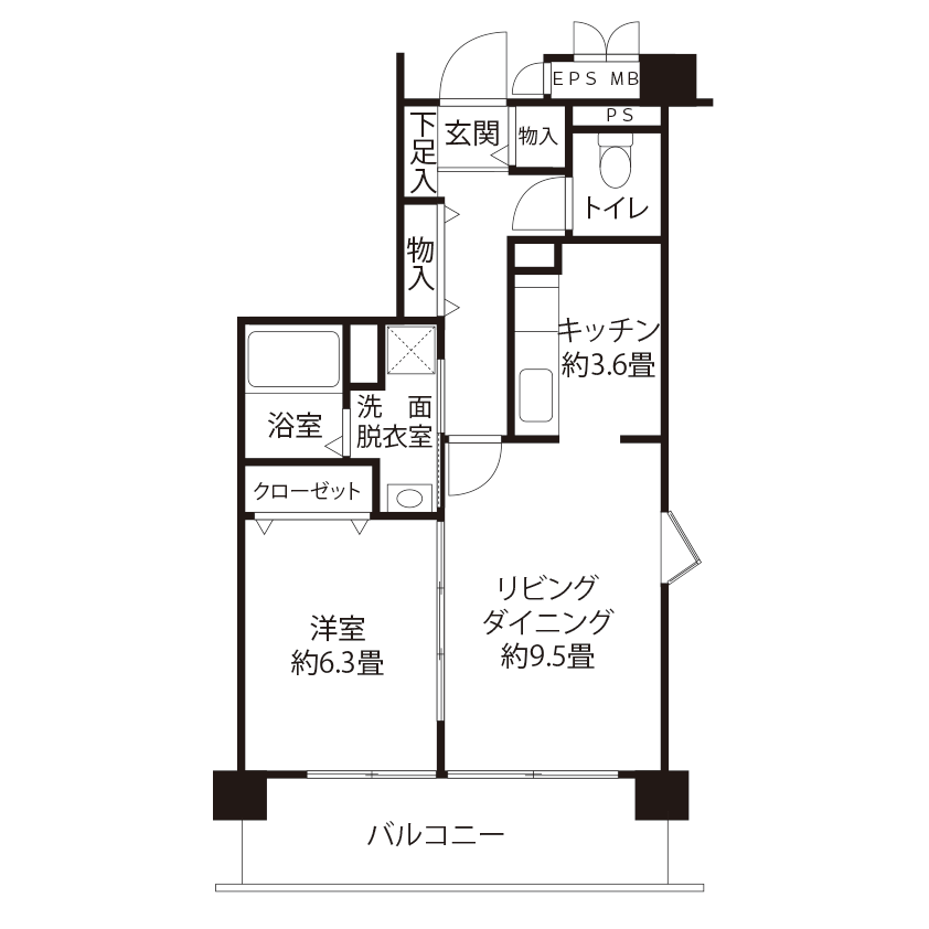 コーシャハイム坂下(AL1R1)の間取り図