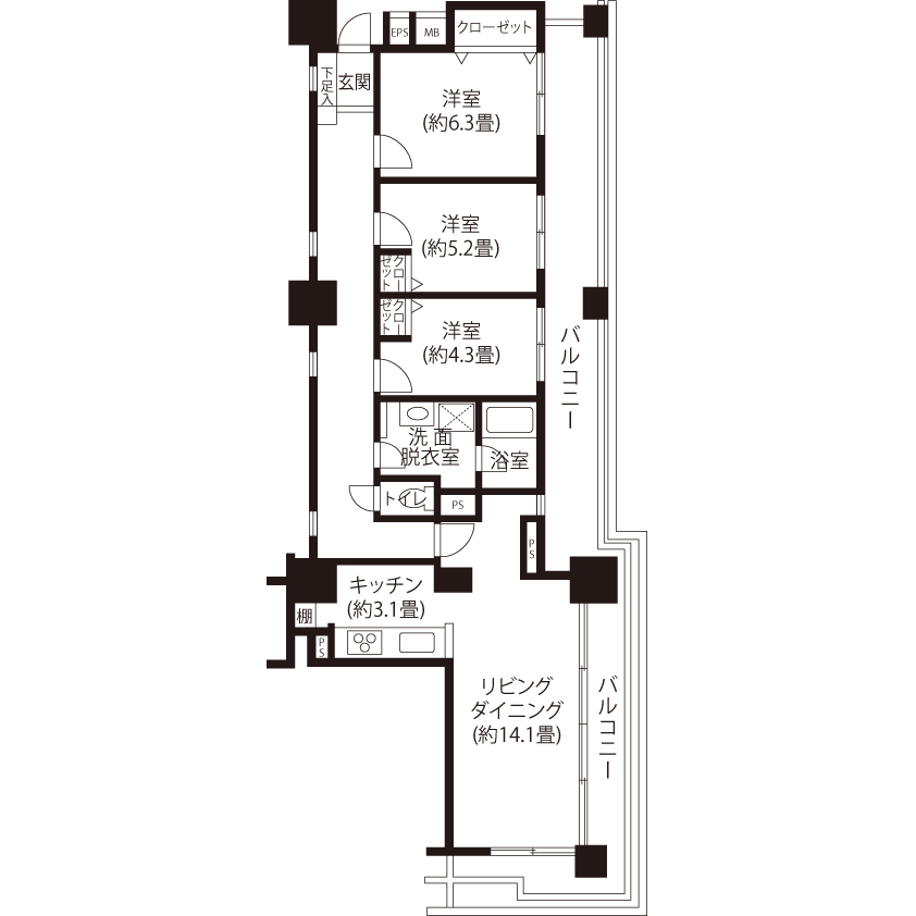 お部屋(HL2R2)の見取り図