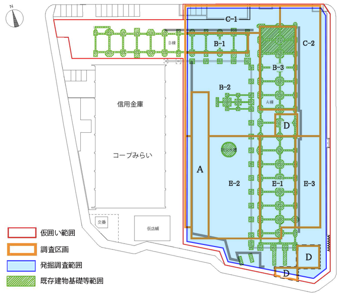 染地遺跡発掘調査配置図