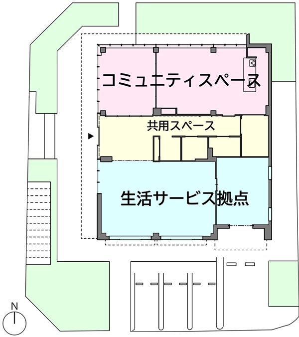 コミュニティ型生活サービス拠点の平面図イラスト