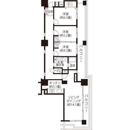 間取図（HL2R1タイプ）