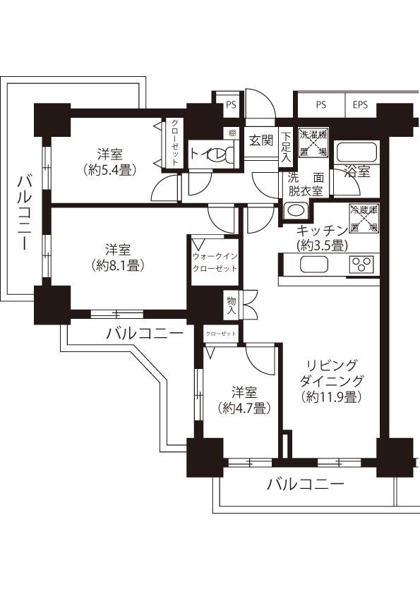 間取図（HL1R2タイプ）