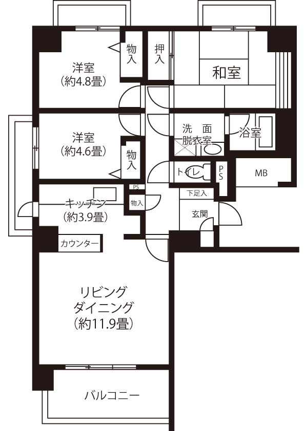 間取り図（HL1R1タイプ）