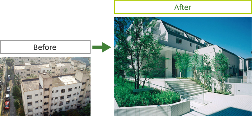 諏訪町住宅建替え前と建替え後比較画像