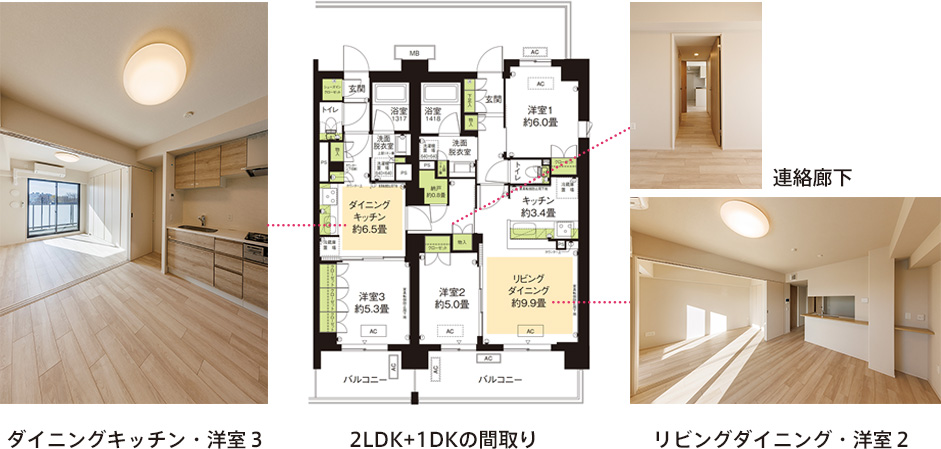 2LDK+1DKの間取りと写真