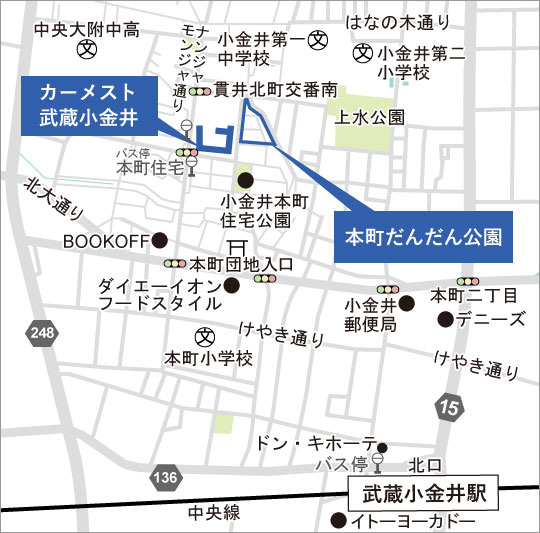 カーメスト武蔵小金井地図