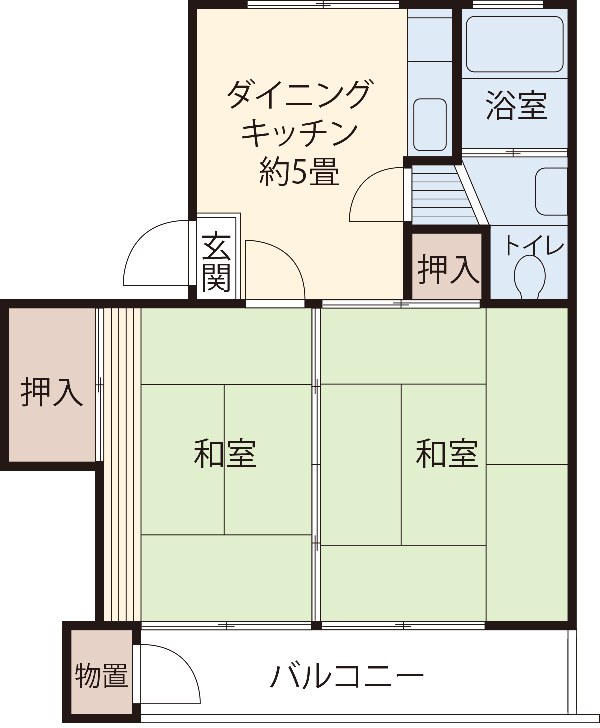 2DK(Bタイプ)の間取り図画像