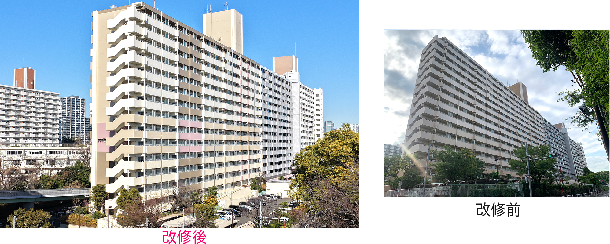 コーシャハイム八潮北の改修前と改修後の写真