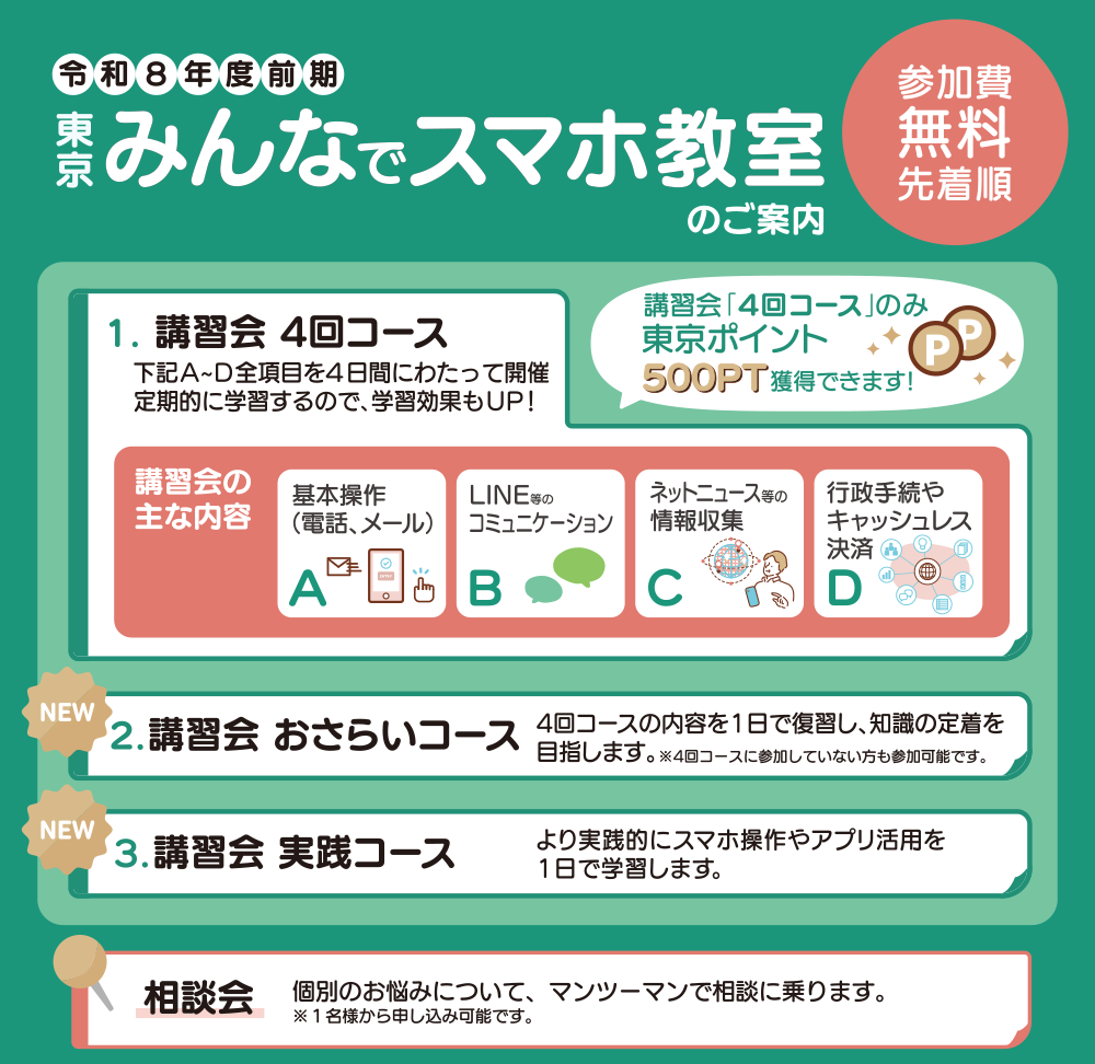 令和8年度前期「東京みんなでスマホ教室」