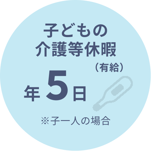子どもの介護等休暇（有給）年5日 ※子一人の場合